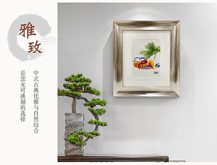 鸳鸯戏水刺绣画