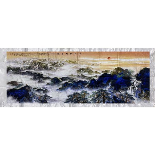 江山如此多娇手工刺绣绣片