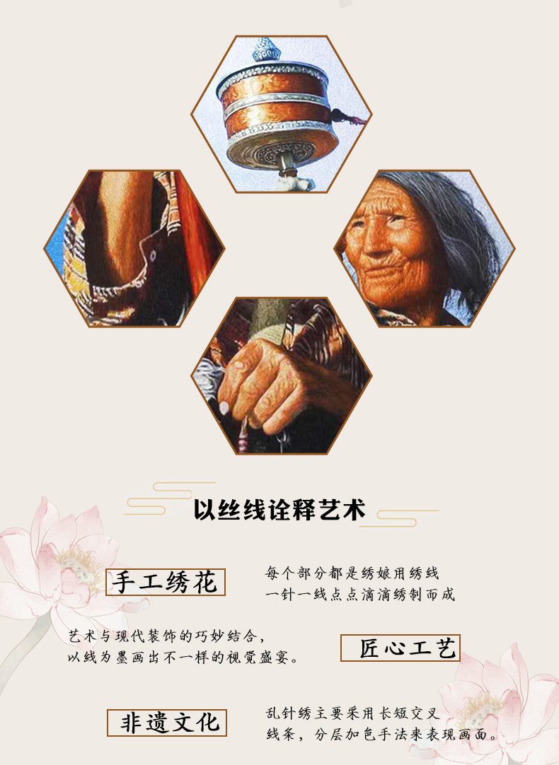 藏族文化手工刺绣刺绣装饰画