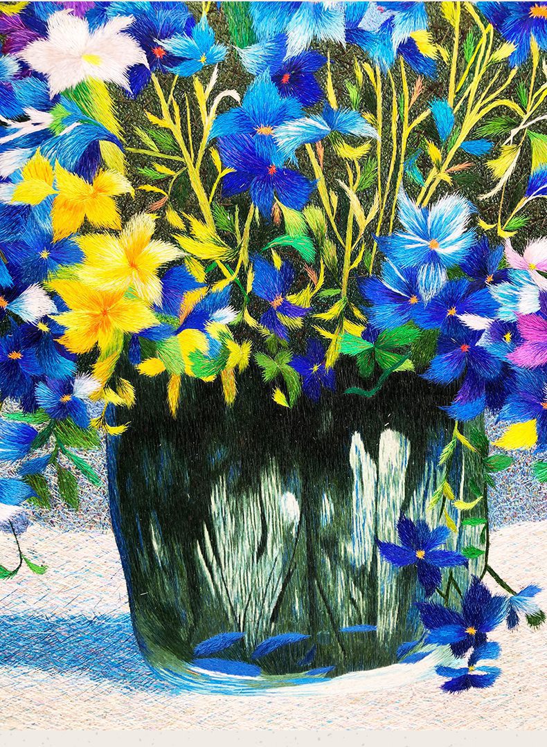 苏绣画静物花